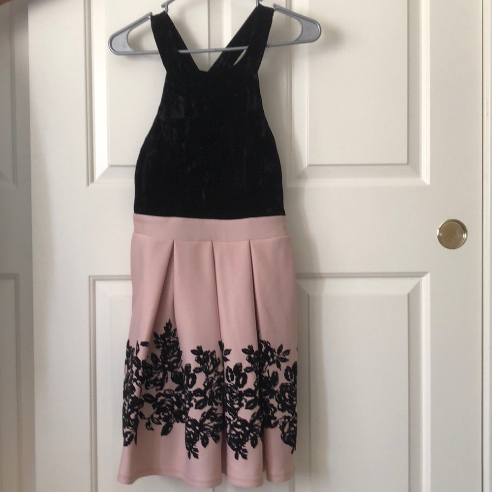 Trixxi Black and Pink Halter Dress with Bow